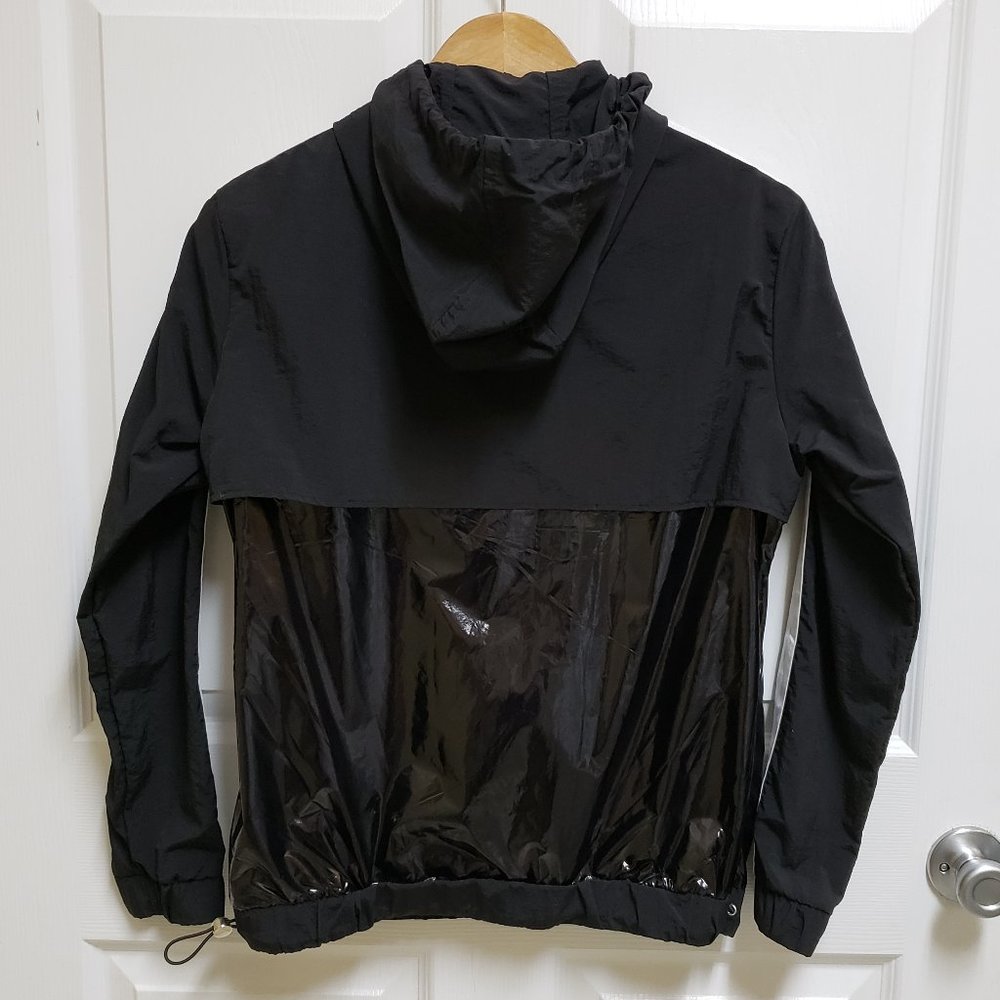 Ashley Windbreaker Women S Hooded Nylon Pullover Black White 1/2 Zip Lightweight - Picture 2 of 10